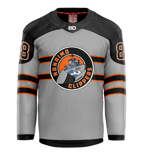 Nanaimo Clippers Custom Grey Jersey V2